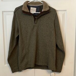 Weatherproof Men's Green 3/4  Zip-Up Sweater with Sherpa Collar